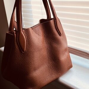The Mini Shopper Tote in Soft Grain Pebbled Leather